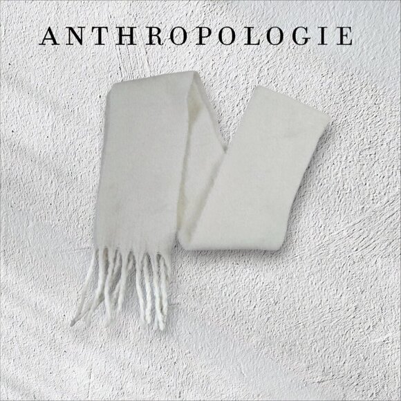 Anthropologie Maeve Fuzzy White 10-foot Scarf NWT - Picture 1 of 8